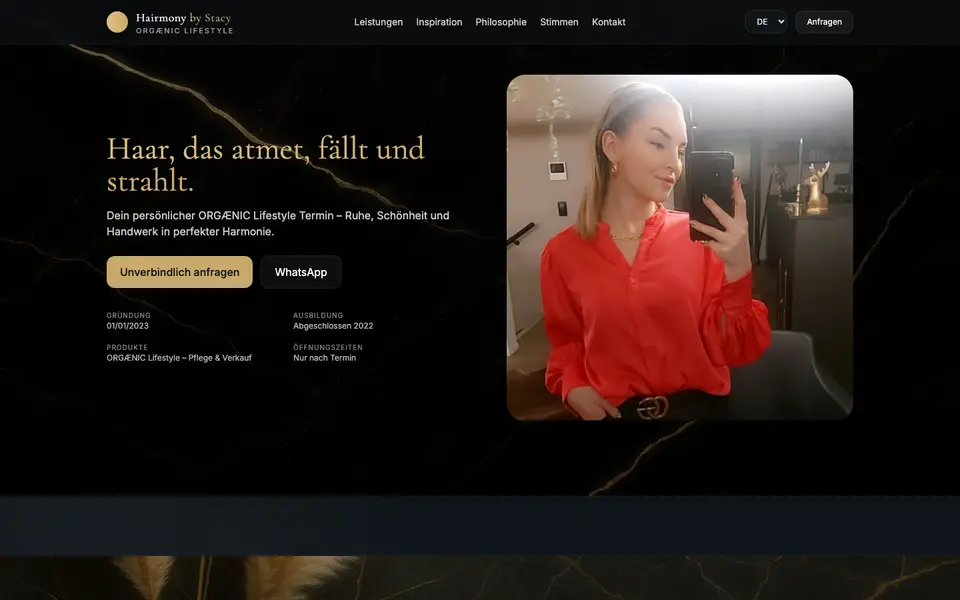 Website van Hairmony by Stacy (hairmony-by-stacy.be)