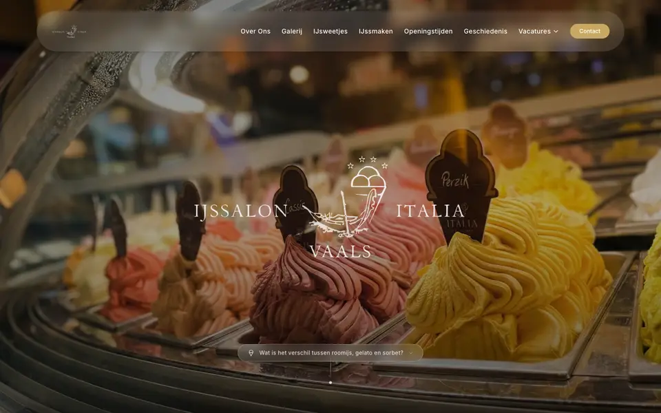 Website van IJssalon Italia (ijssalonitaliavaals.nl)